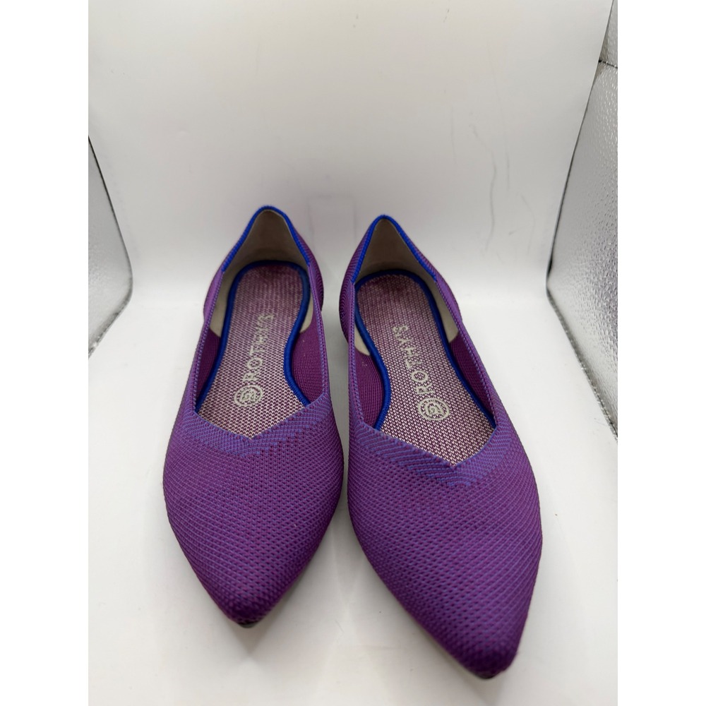 Rothys The Point Purple Knit Pointed Toe Flats Womens 7.5